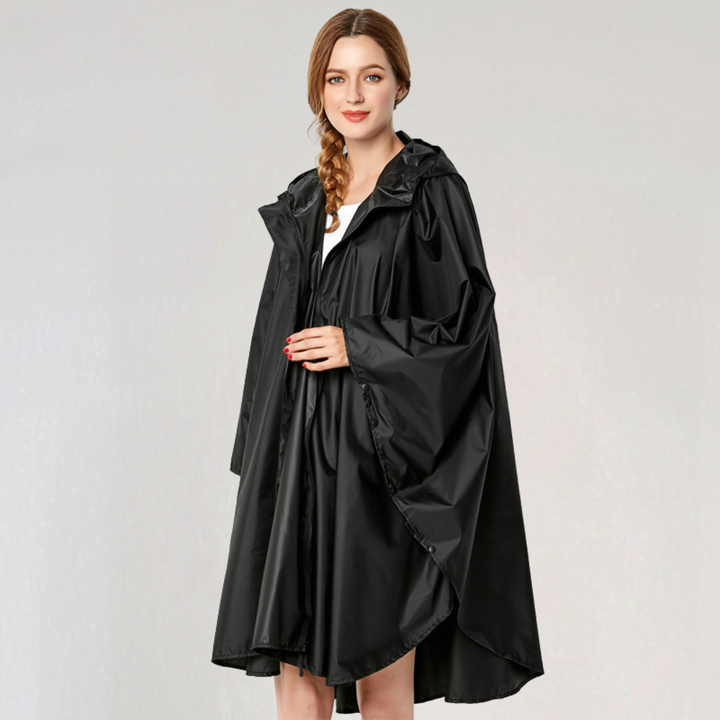 Women's Foldable Rain Jacket with Hood and Waterproof Fabric