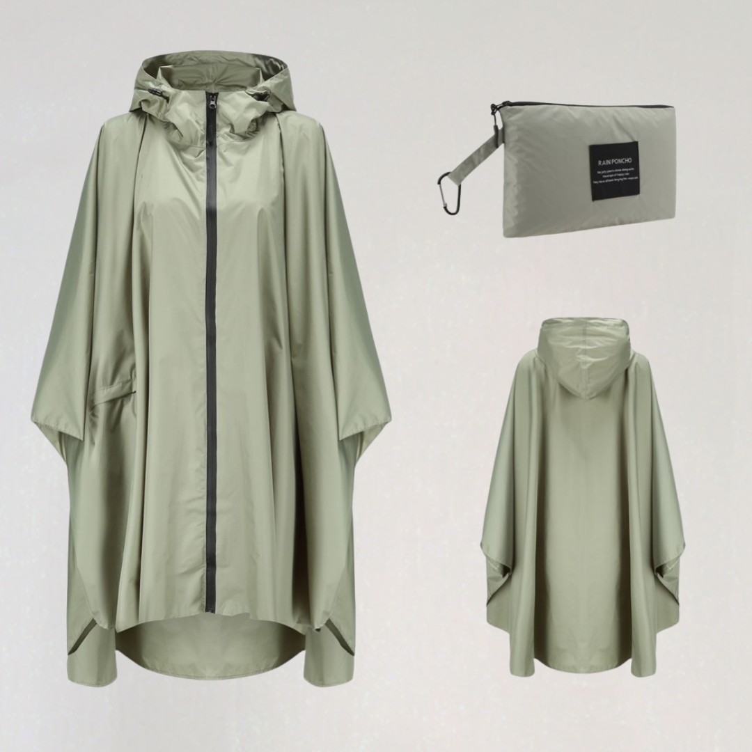 Women's Foldable Rain Jacket with Hood and Waterproof Fabric