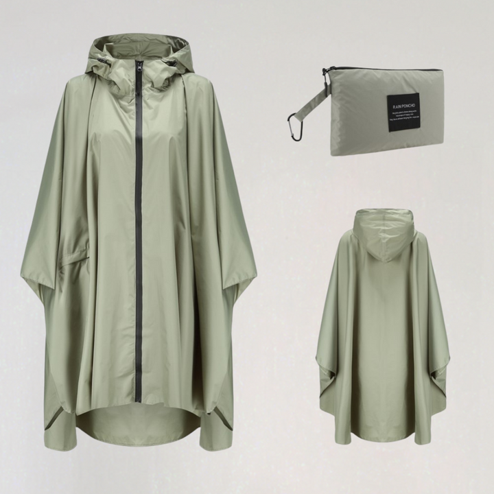 Women's Foldable Rain Jacket with Hood and Waterproof Fabric