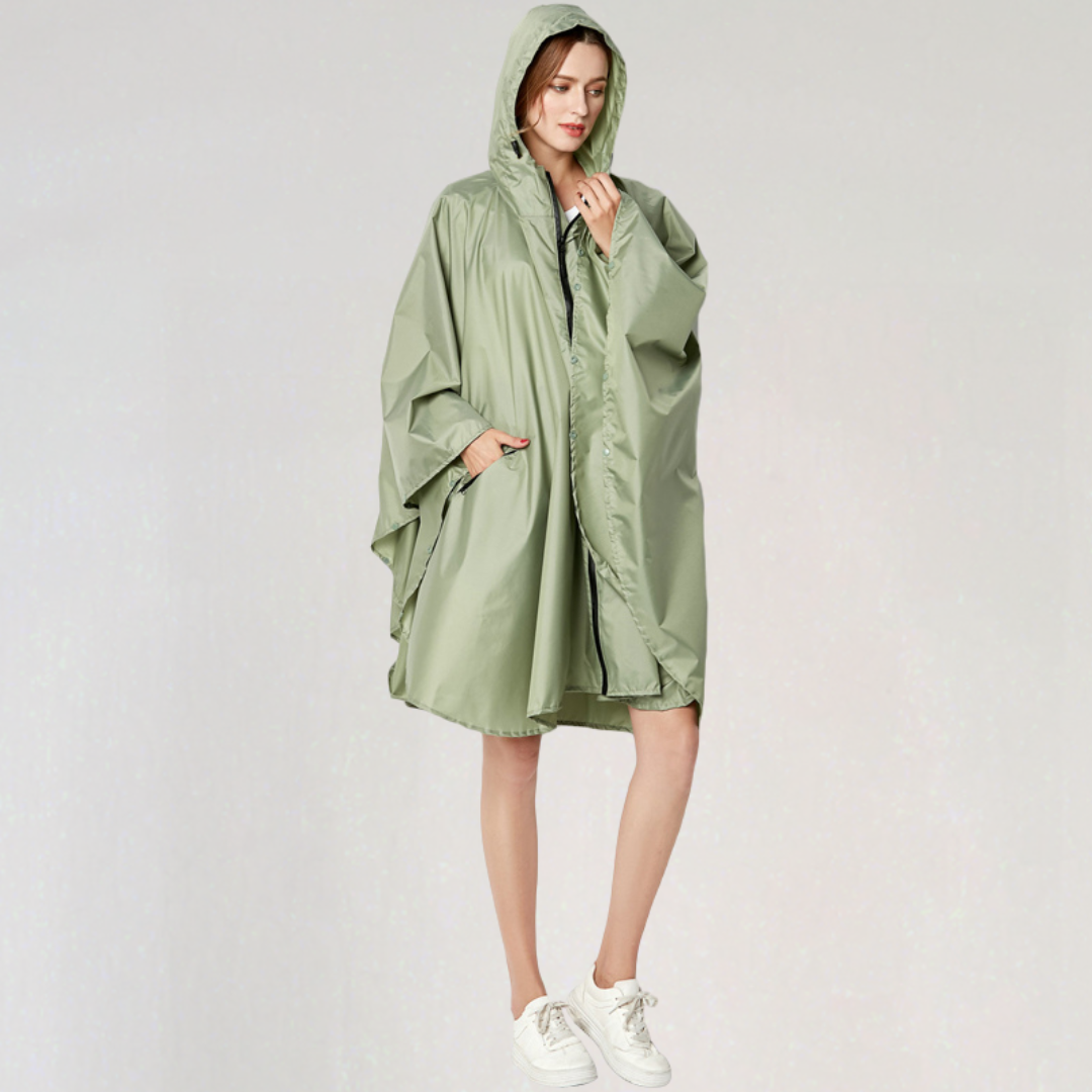 Women's Foldable Rain Jacket with Hood and Waterproof Fabric