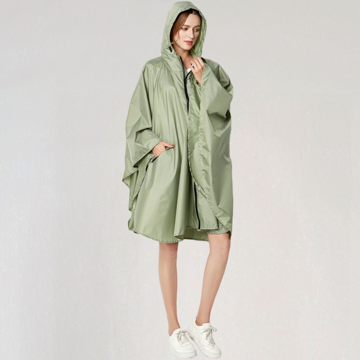 Women's Foldable Rain Jacket with Hood and Waterproof Fabric