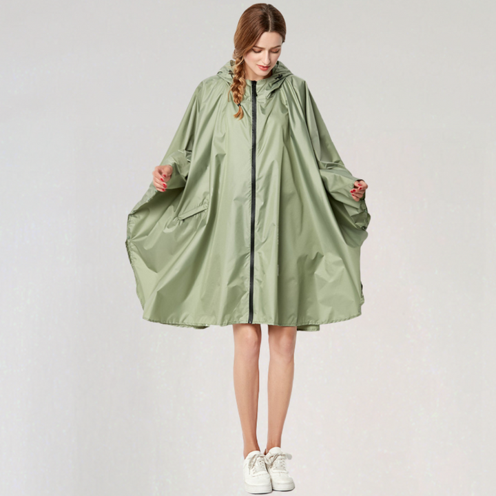 Women's Foldable Rain Jacket with Hood and Waterproof Fabric