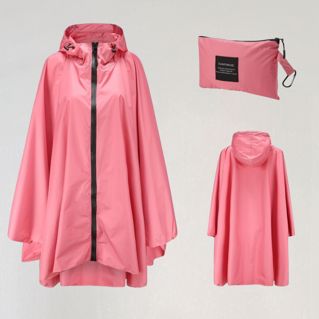 Women's Foldable Rain Jacket with Hood and Waterproof Fabric