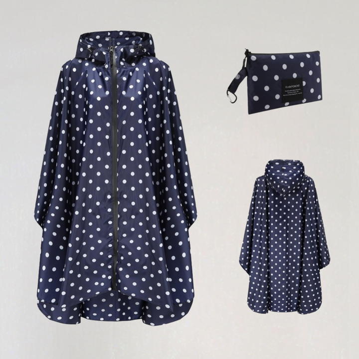 Women's Foldable Rain Jacket with Hood and Waterproof Fabric