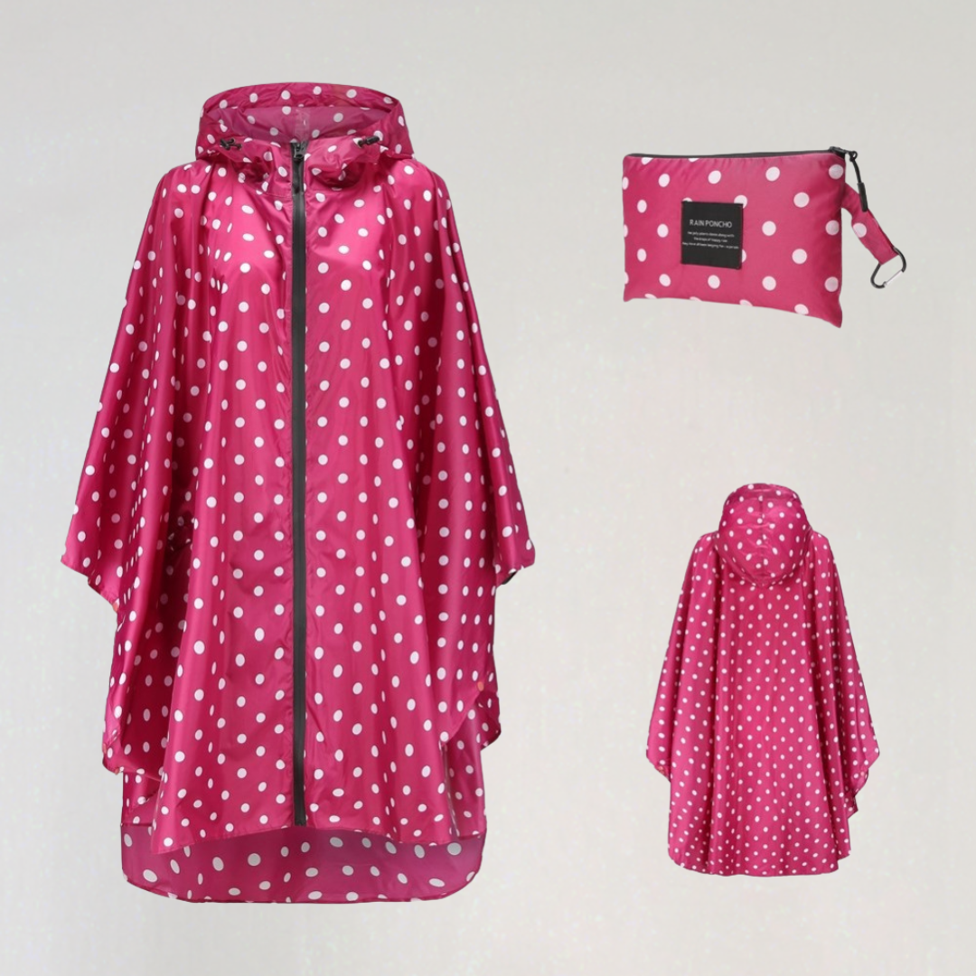 Women's Foldable Rain Jacket with Hood and Waterproof Fabric