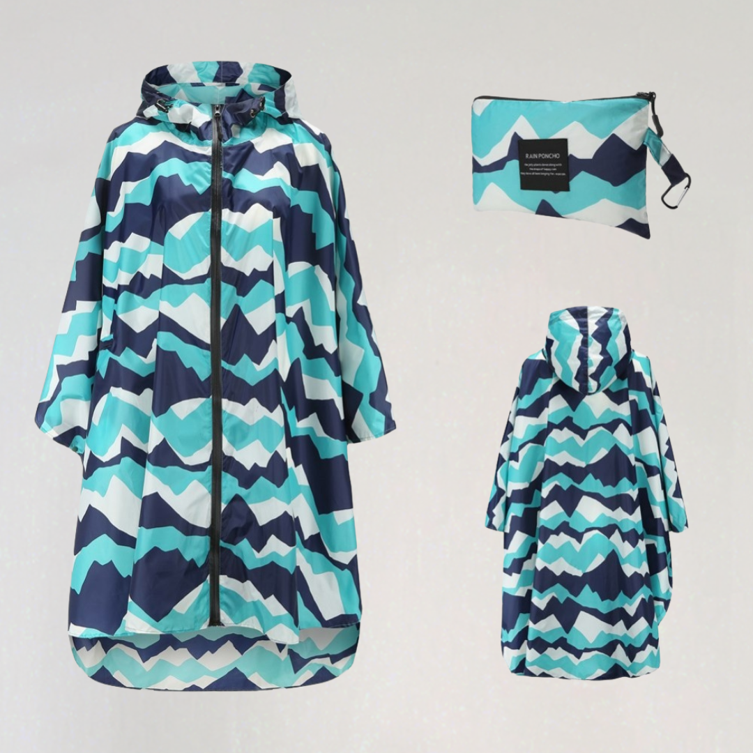 Women's Foldable Rain Jacket with Hood and Waterproof Fabric