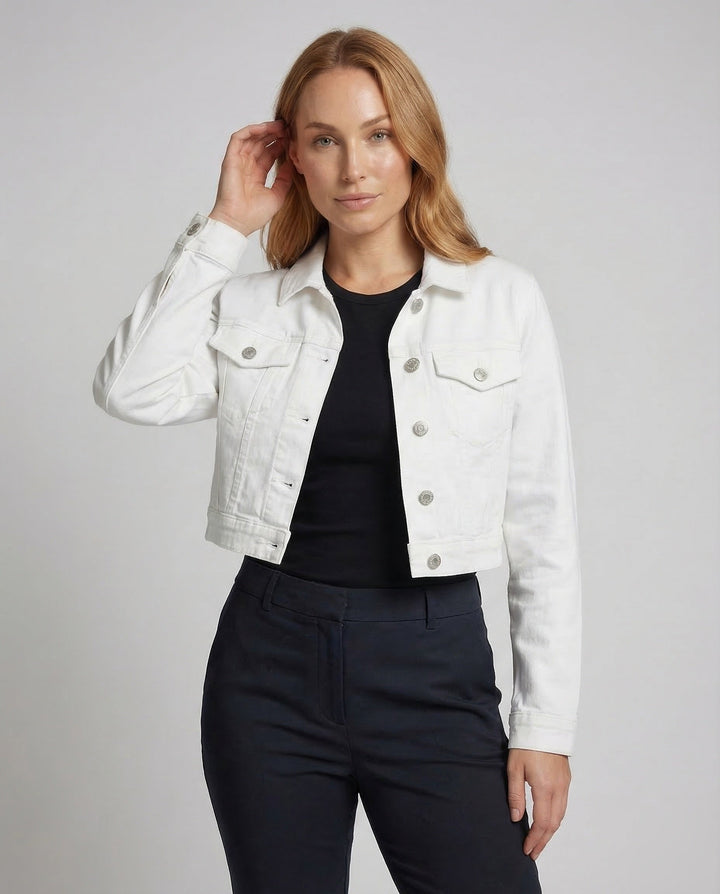 Women's Boxy Denim Jacket with Shirt Collar