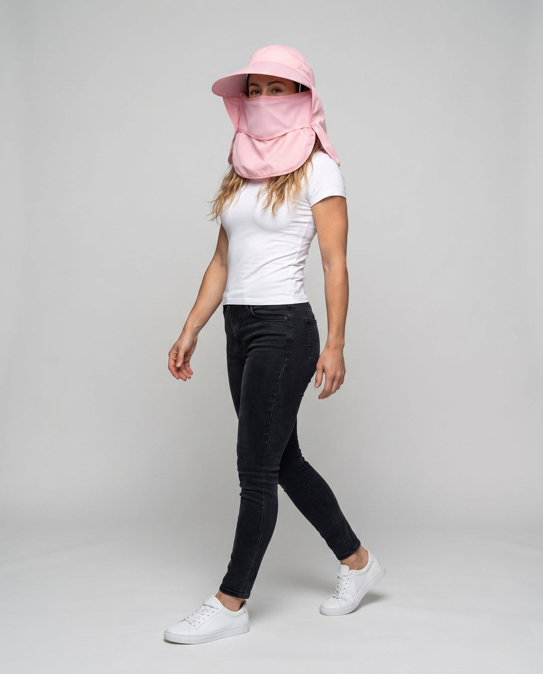 Women's UV Protection Hat with Brim and Integrated Face Mask