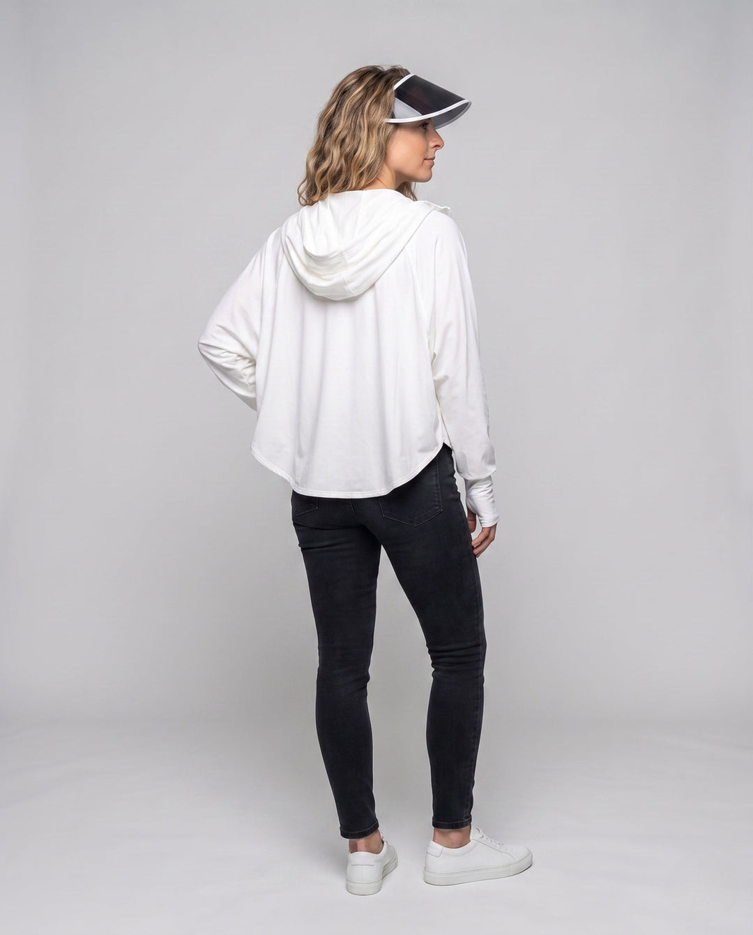 Women UV Protection Hooded Blouse with Expandable Face Visor