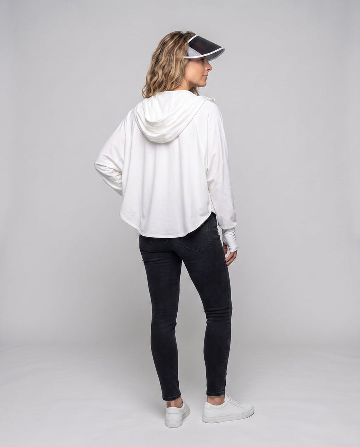 Women UV Protection Hooded Blouse with Expandable Face Visor