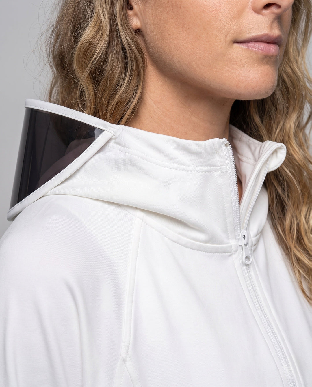 Women UV Protection Hooded Blouse with Expandable Face Visor