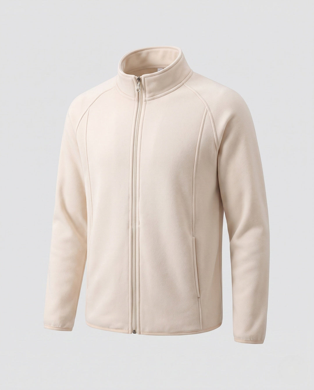 Men's Fleece Jacket with Stand-up Collar and Wind Protection