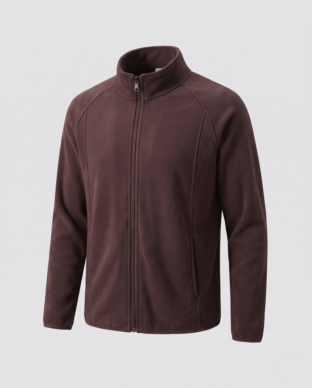 Men's Fleece Jacket with Stand-up Collar and Wind Protection