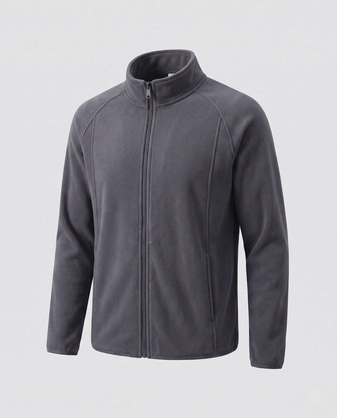 Men's Fleece Jacket with Stand-up Collar and Wind Protection