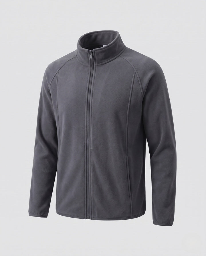Men's Fleece Jacket with Stand-up Collar and Wind Protection