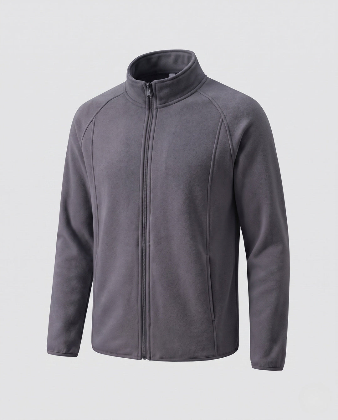 Men's Fleece Jacket with Stand-up Collar and Wind Protection
