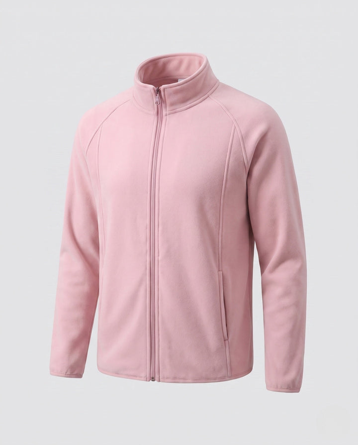 Men's Fleece Jacket with Stand-up Collar and Wind Protection