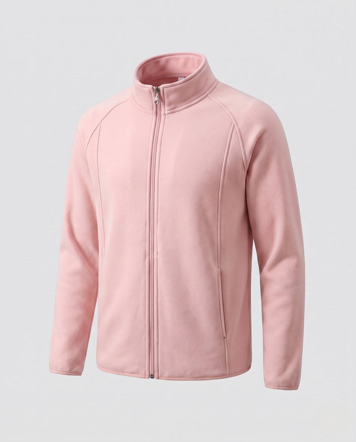 Men's Fleece Jacket with Stand-up Collar and Wind Protection