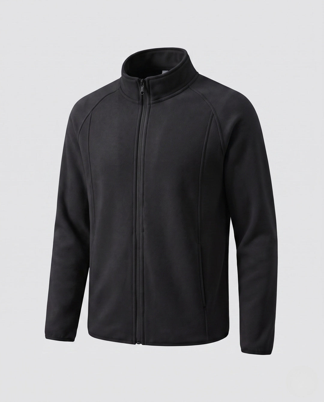 Men's Fleece Jacket with Stand-up Collar and Wind Protection