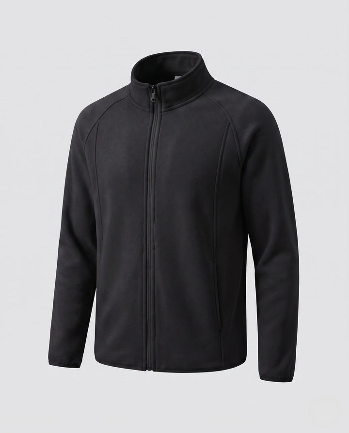 Men's Fleece Jacket with Stand-up Collar and Wind Protection
