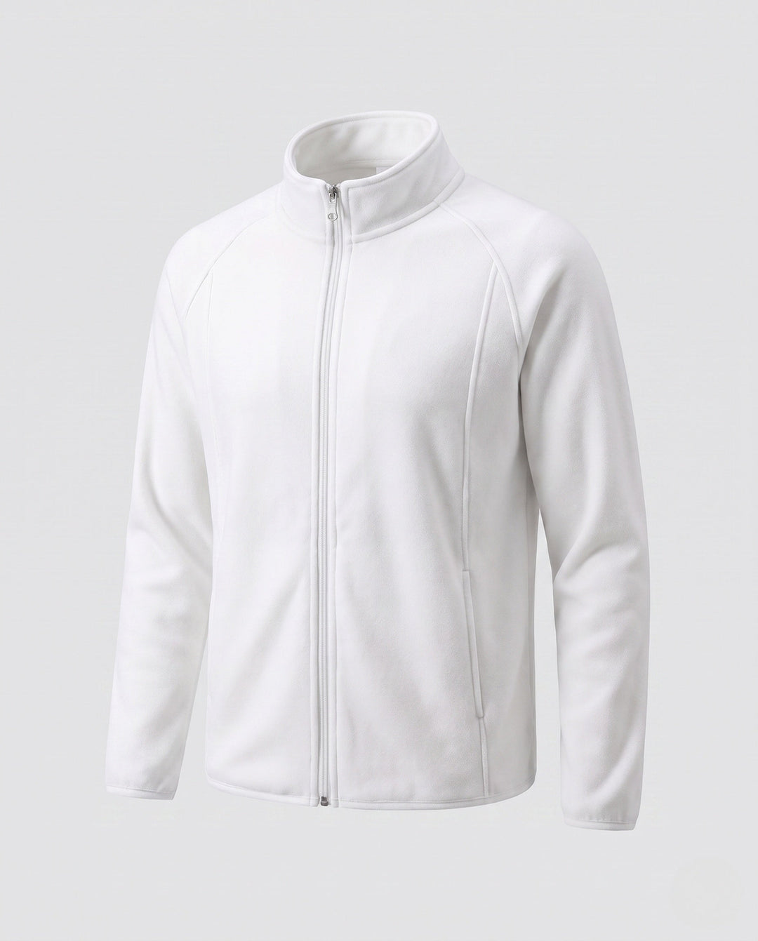 Men's Fleece Jacket with Stand-up Collar and Wind Protection