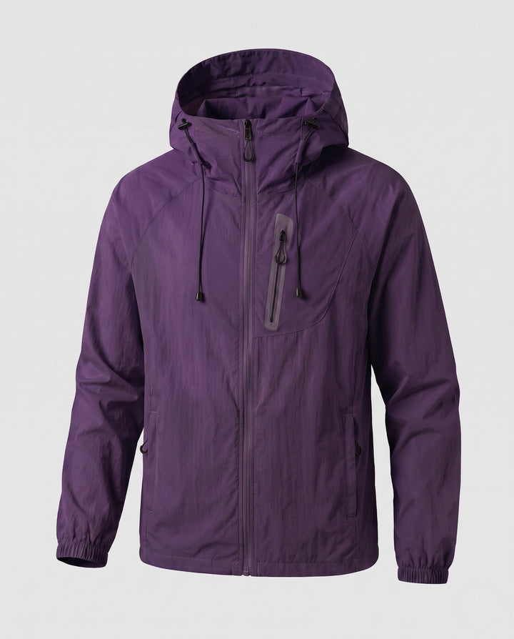 Women's High-performance Windbreaker with Reflective Elements and Adjustable Hood Design