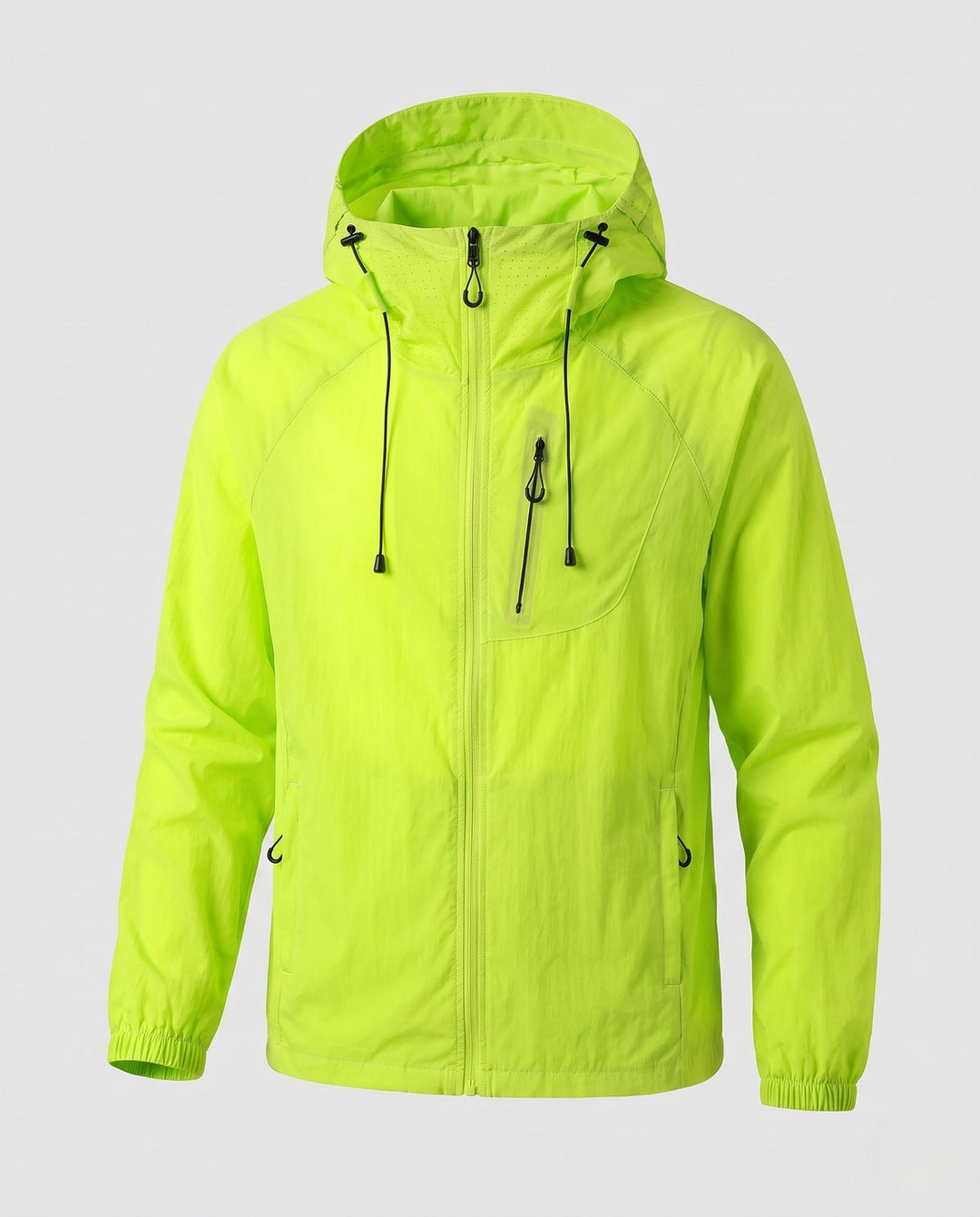 Women's High-performance Windbreaker with Reflective Elements and Adjustable Hood Design