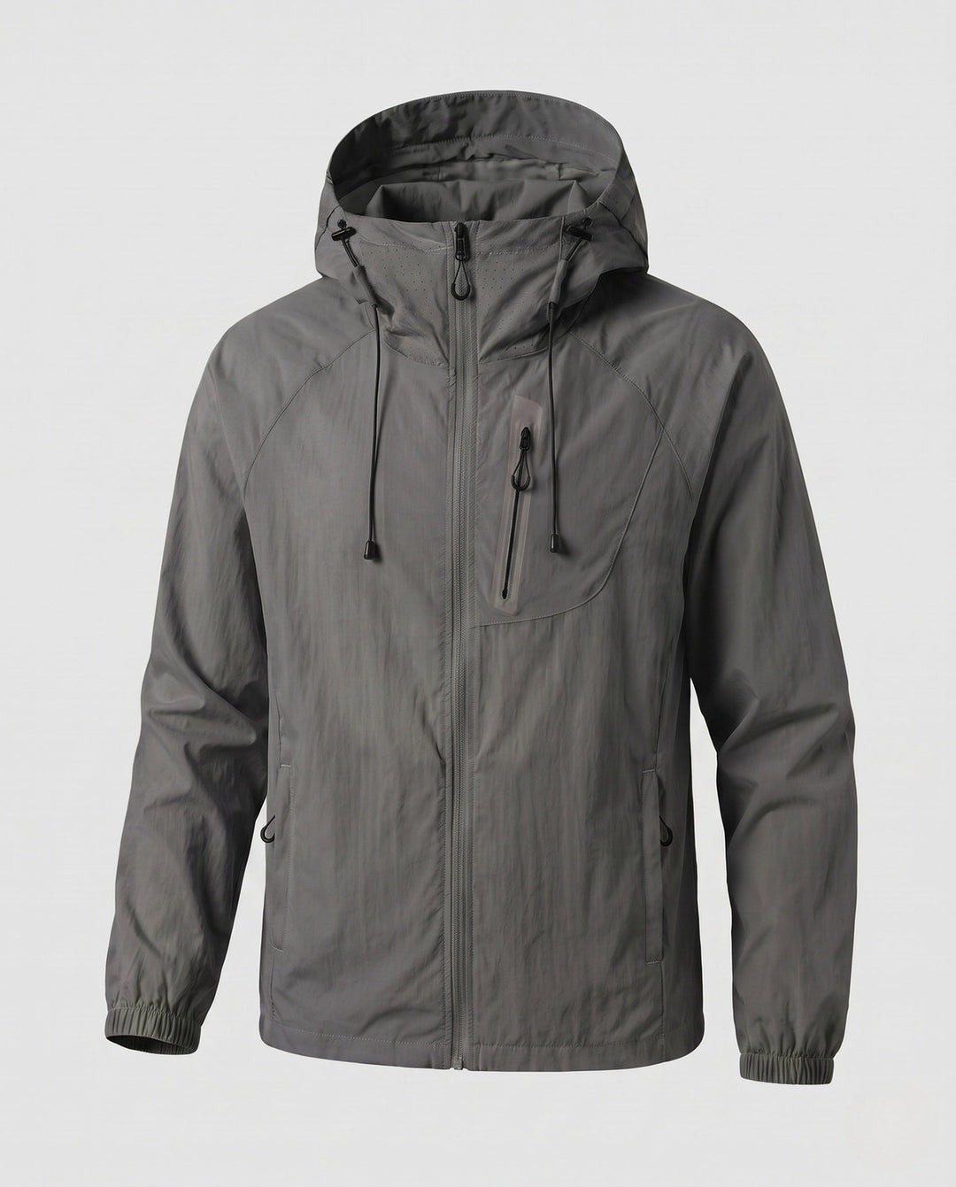 Women's High-performance Windbreaker with Reflective Elements and Adjustable Hood Design