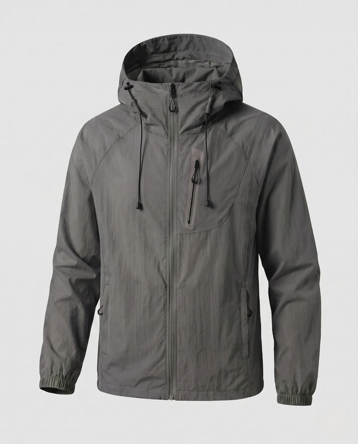 Women's High-performance Windbreaker with Reflective Elements and Adjustable Hood Design