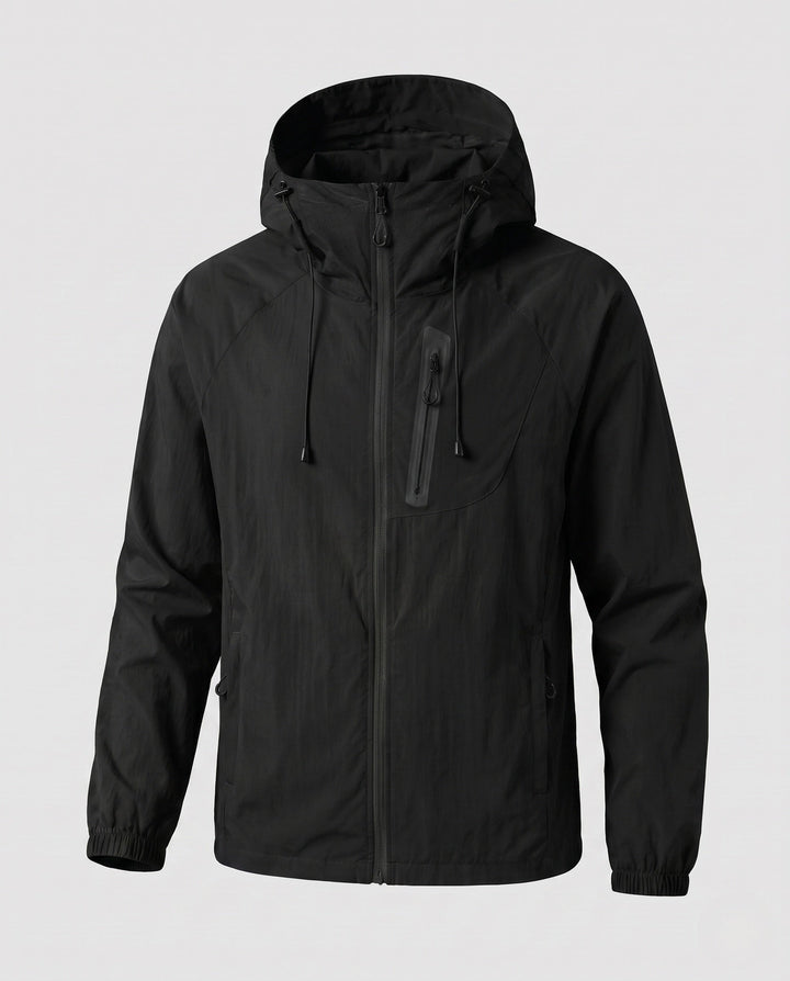 Women's High-performance Windbreaker with Reflective Elements and Adjustable Hood Design