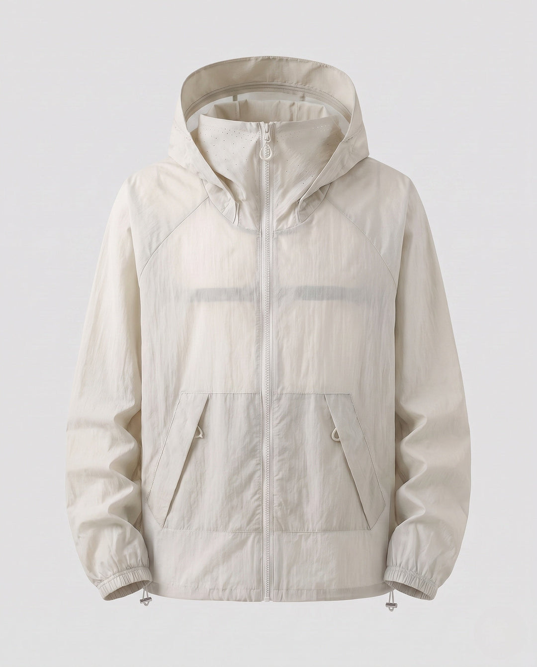 Women's Lightweight Windbreaker Jacket with Adjustable Hood Design and Side Pockets