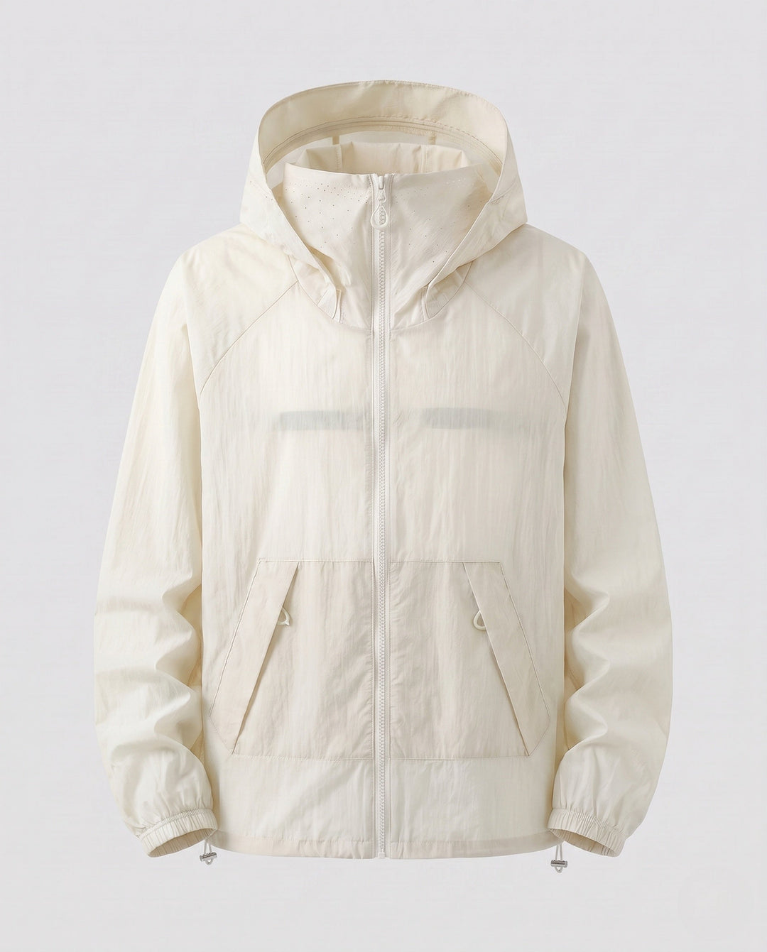 Women's Lightweight Windbreaker Jacket with Adjustable Hood Design and Side Pockets