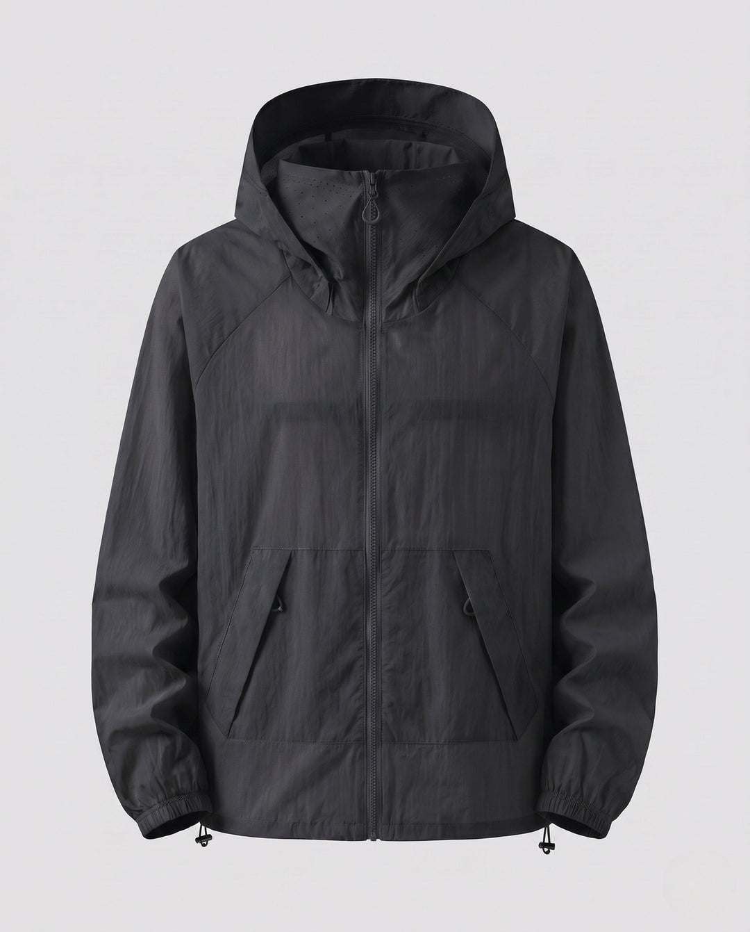 Women's Lightweight Windbreaker Jacket with Adjustable Hood Design and Side Pockets