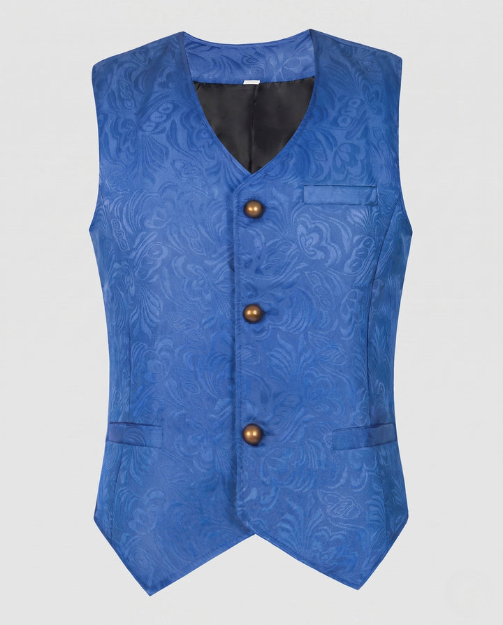 Women's Elegant Vest with Floral Patterns and Ornate Buttons
