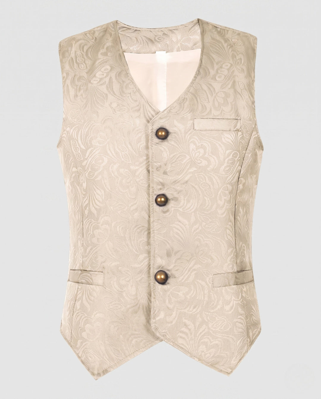 Women's Elegant Vest with Floral Patterns and Ornate Buttons