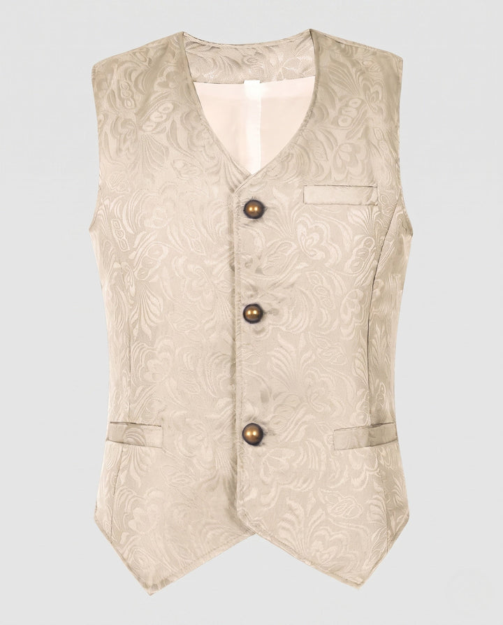 Women's Elegant Vest with Floral Patterns and Ornate Buttons