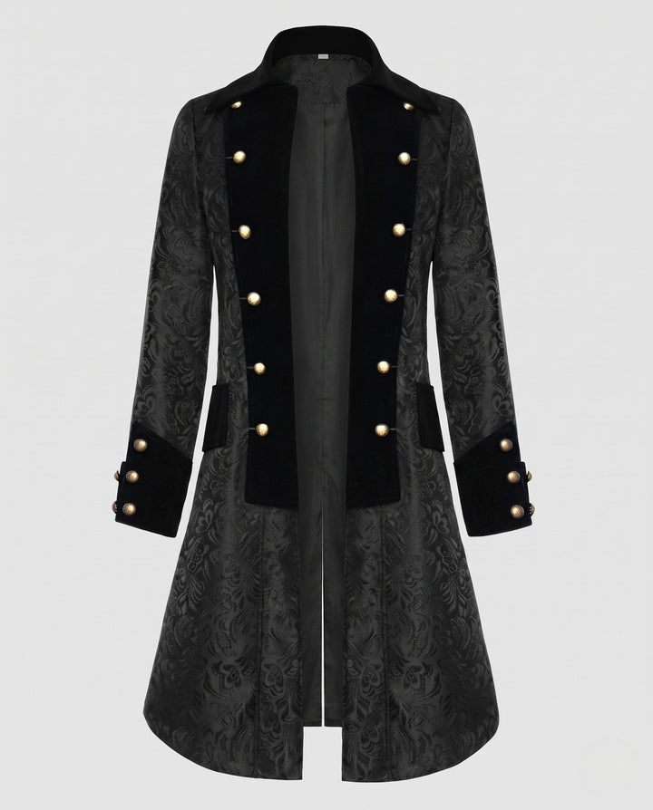 Women's Historical Tailcoat with Elaborate Embellishments and Elegant Button Details