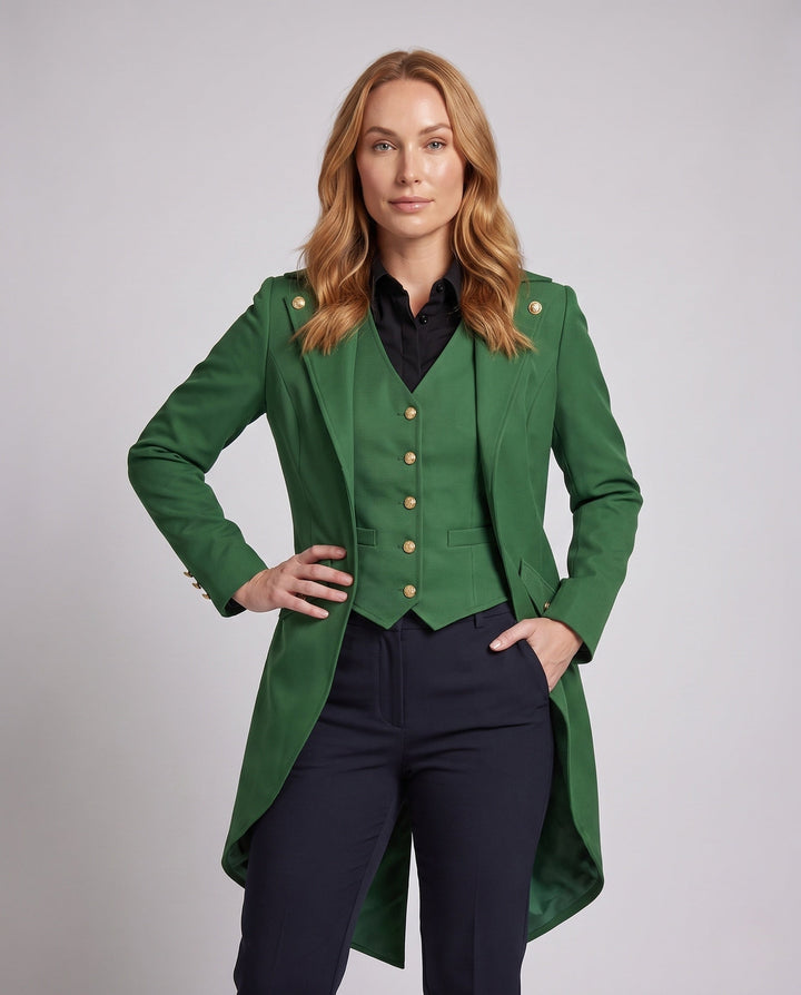 Women's Vintage-style Costume Jacket with Asymmetrical Hem