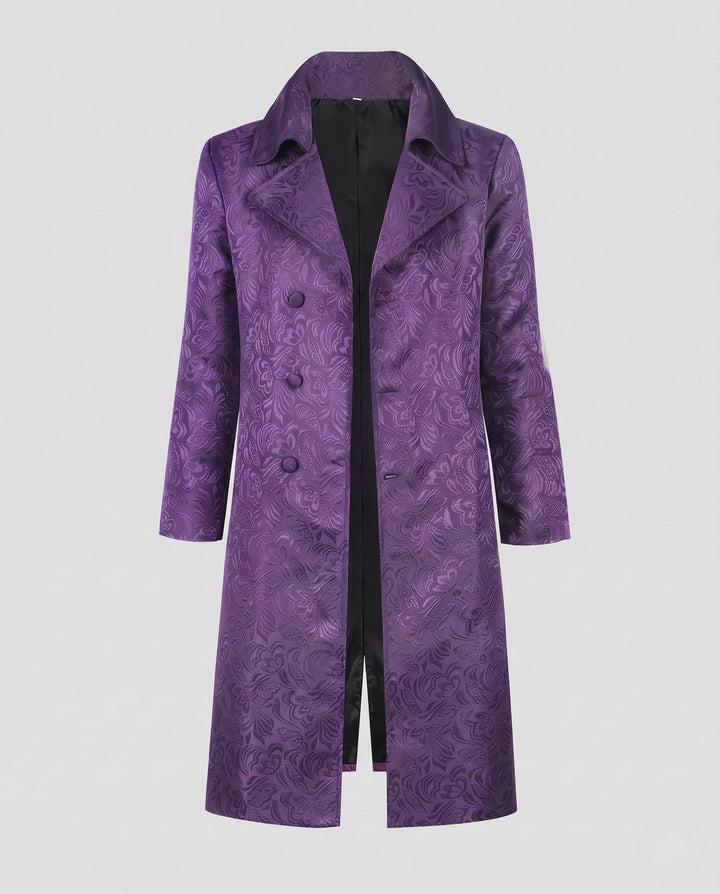 Women Elegant Tailcoat with Floral Pattern and Smooth Satin