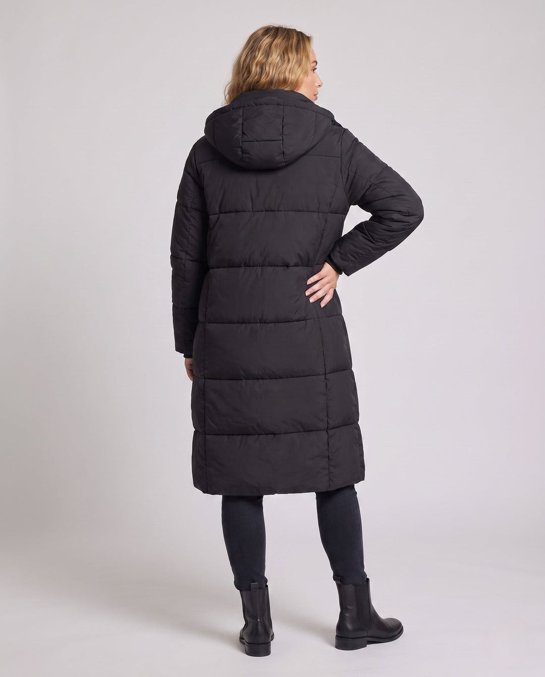 Women's Ultra-lightweight Midi Quilted Coat with Extended Back, Innovative Climate Insulation, and Windproof Outer Shell