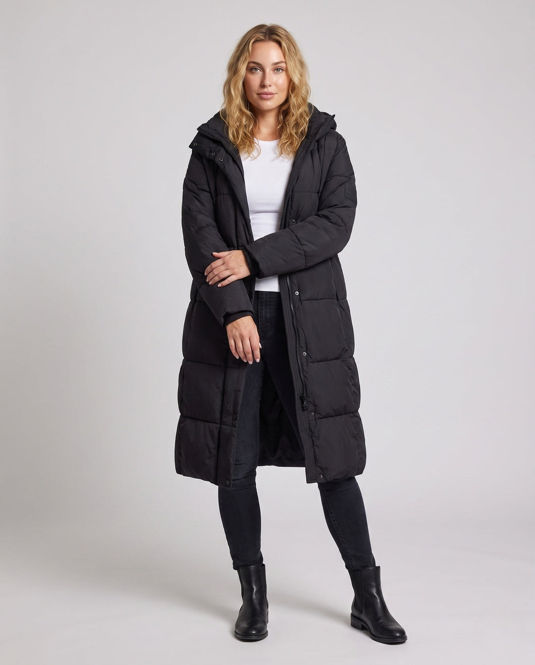 Women's Ultra-lightweight Midi Quilted Coat with Extended Back, Innovative Climate Insulation, and Windproof Outer Shell
