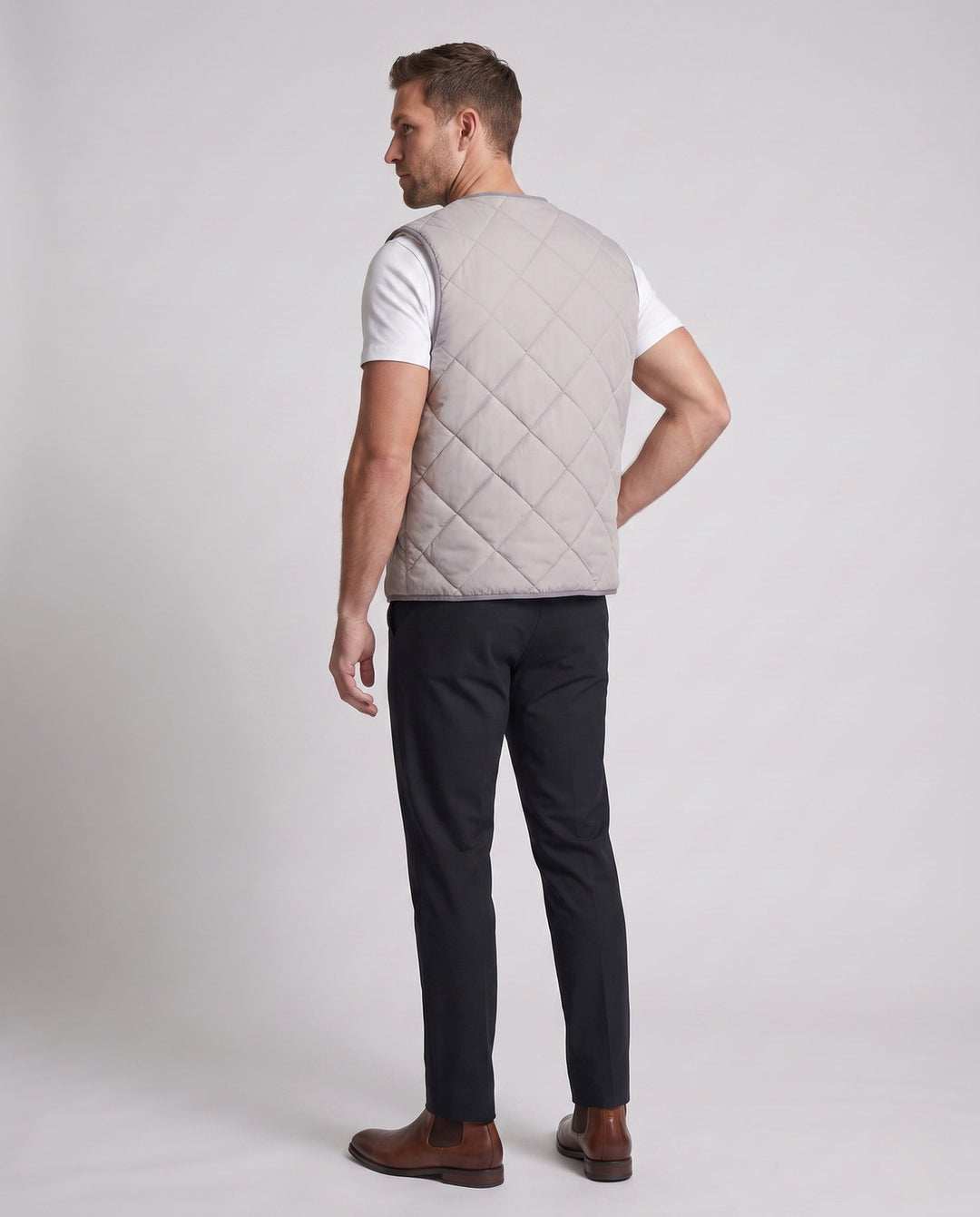 Men's Quilted Thermal Vest with Teddy Lining and Press Studs
