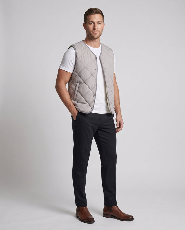 Men's Quilted Thermal Vest with Teddy Lining and Press Studs