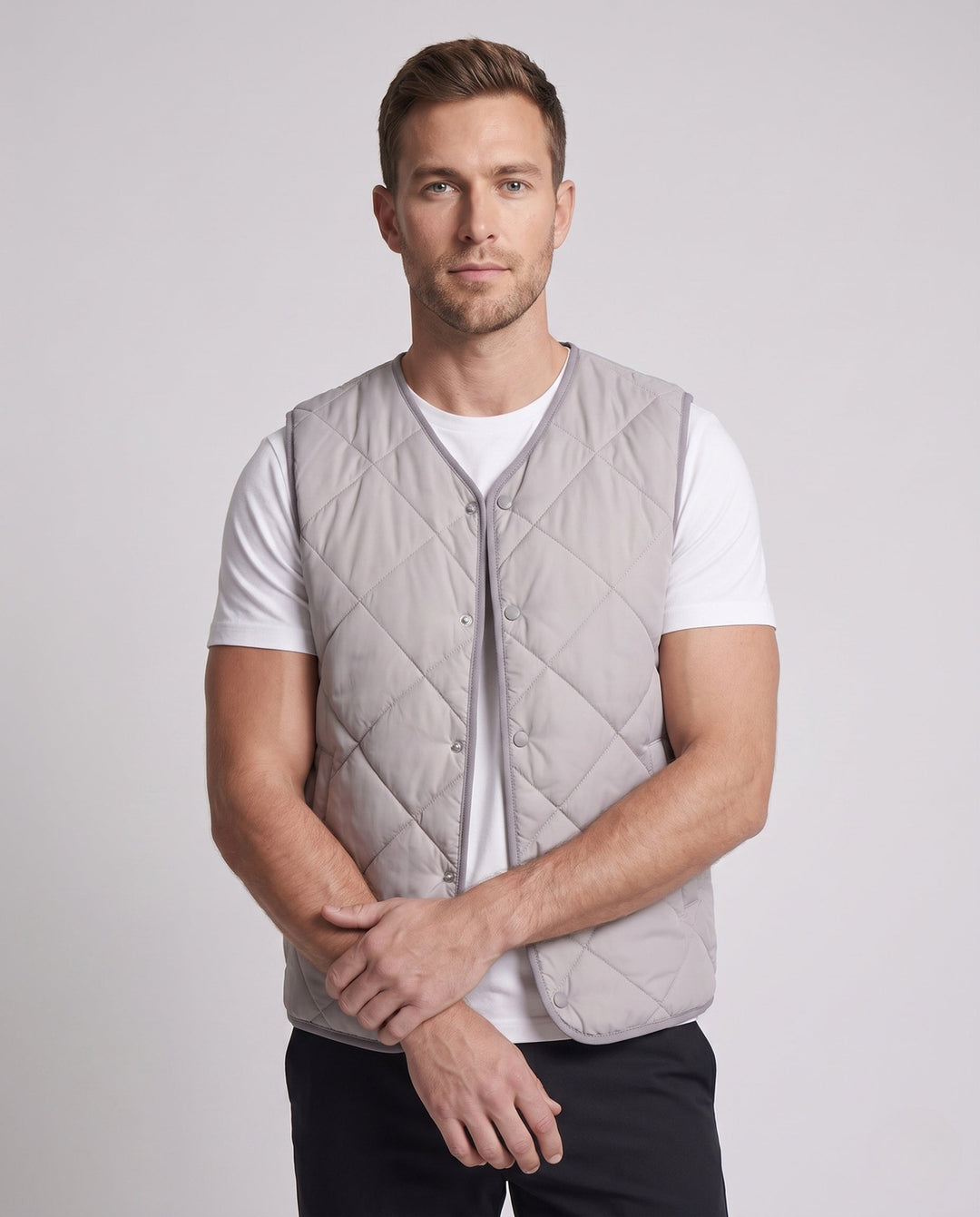 Men's Quilted Thermal Vest with Teddy Lining and Press Studs