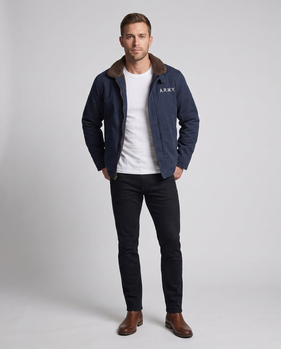 Men's Robust Field Jacket with Teddy Collar