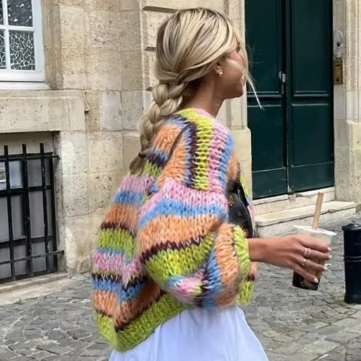 I Striped Sweater with Open Design