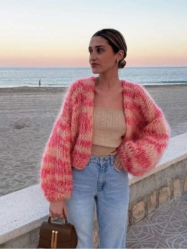 I Striped Sweater with Open Design