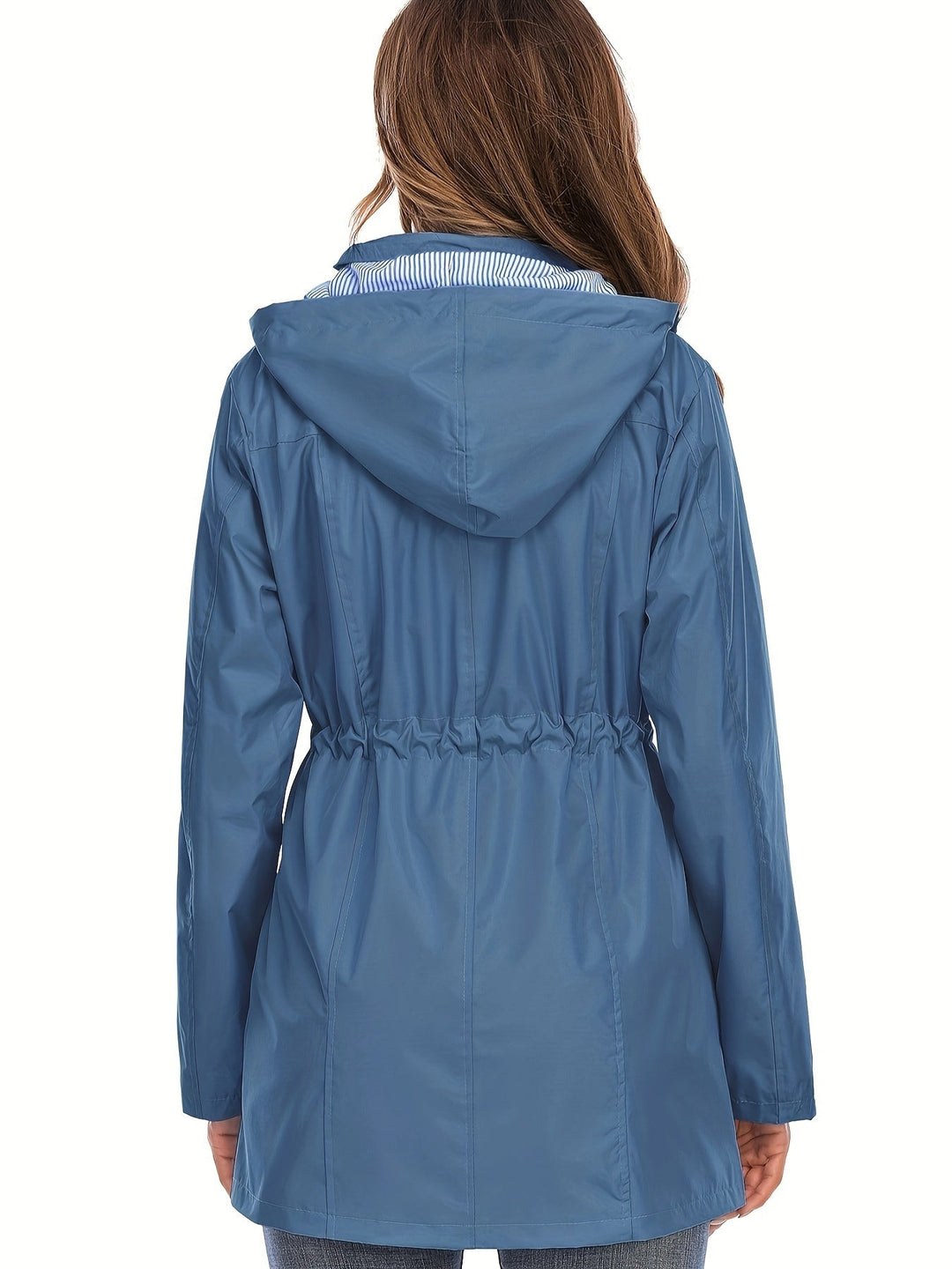 Mid-length Raincoat with Hood & Zipper for City & Rain