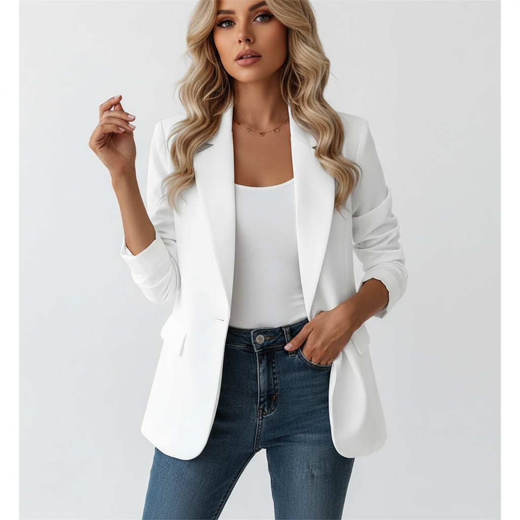 Women's Casual Blazer Jacket Single Button Work Blazer