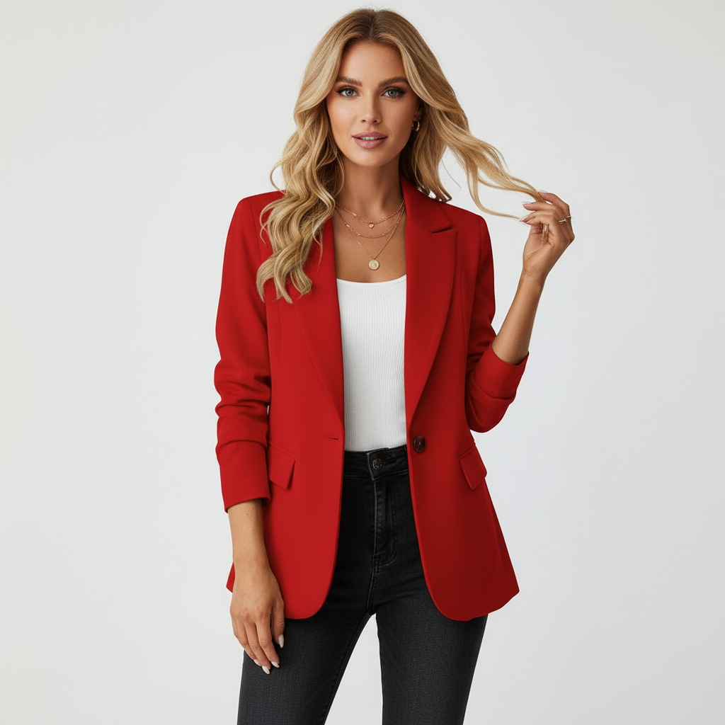 Women's Casual Blazer Jacket Single Button Work Blazer